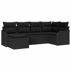 vidaXL Set di Divani da Giardino da 6 Pz con Cuscini Neri in Polyrattan