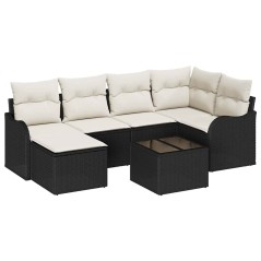 vidaXL Set di divani da giardino in 6 pezzi con cuscini in rattan poly marrone.