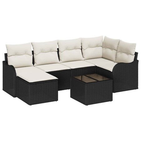 vidaXL Set di divani da giardino in 6 pezzi con cuscini in rattan poly marrone.