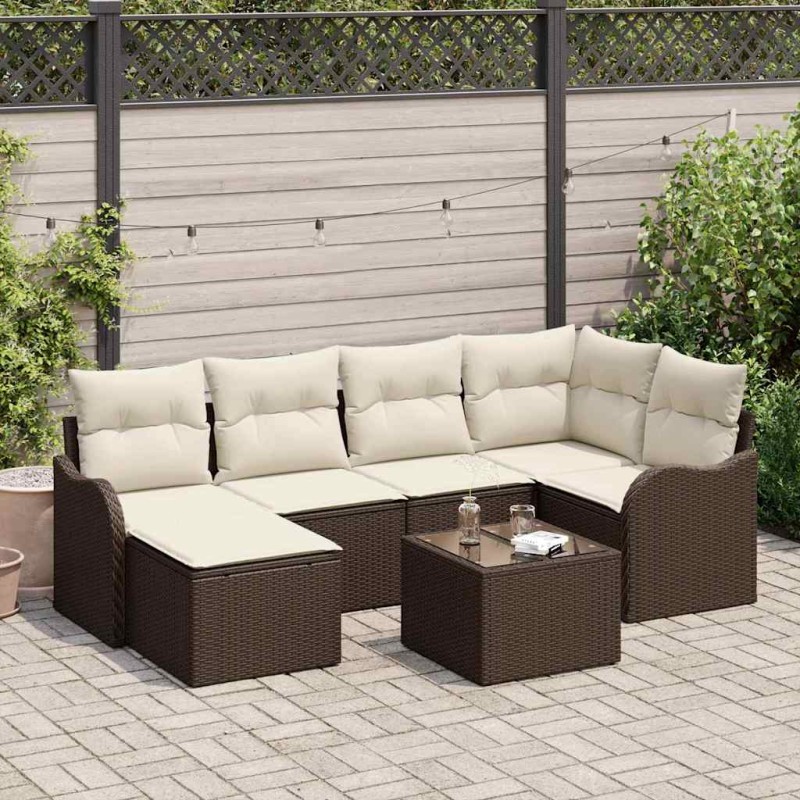 vidaXL Set da Giardino : Divano 6 Pezzi con Cuscini Grigi in Rattan