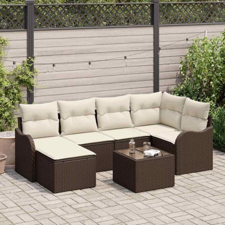 vidaXL Set da Giardino : Divano 6 Pezzi con Cuscini Grigi in Rattan