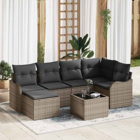 vidaXL Set di Divani da Giardino con Cuscini Neri in Rattan Polimerico - 6 Pezzi