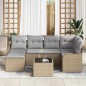 vidaXL Set di divani da giardino composto da 7 pezzi con cuscini in rattan sintetico nero.