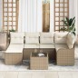 vidaXL Set di divani da giardino in 7 pezzi con cuscini in rattan sintetico marrone.