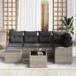 vidaXL Set da Giardino a 7 Pezzi con Cuscini Grigio in Polyrattan