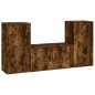 Set Mobili Porta TV 3 pz Rovere Fumo in Legno Multistrato Set Mobili Porta TV 3 pz Rovere Fumo in Legno Multistrato
