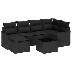 vidaXL Set di divani da giardino 7 pezzi con cuscini in rattan sintetico beige.