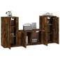Set Mobili Porta TV 3 pz Rovere Fumo in Legno Multistrato Set Mobili Porta TV 3 pz Rovere Fumo in Legno Multistrato