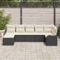 vidaXL Set da Giardino 7 Pezzi con Cuscini in Rattan Nero vidaXL Set da Giardino 7 Pezzi con Cuscini in Rattan Nero