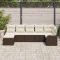 vidaXL Set da giardino in rattan sintetico da 7 pezzi con cuscini marroni