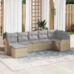 vidaXL Set da Giardino a 7 Pezzi con Cuscini Beige in Rattan Sintetico