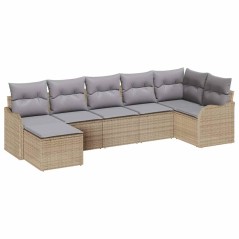 vidaXL Set da Giardino a 7 Pezzi con Cuscini Beige in Rattan Sintetico