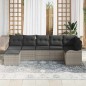 vidaXL Set da giardino in 7 pezzi con cuscini grigio chiaro in rattan sintetico
