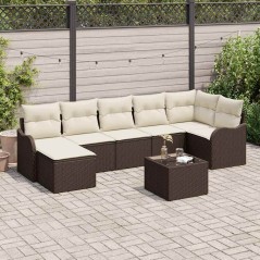 vidaXL Set di divani da giardino da 7 pezzi con cuscini grigi in rattan sintetico