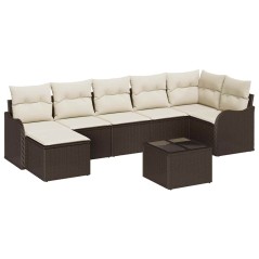 vidaXL Set di divani da giardino da 7 pezzi con cuscini grigi in rattan sintetico