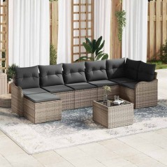 vidaXL Set di divani da giardino 7 pezzi con cuscini neri in polyrattan