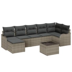 vidaXL Set di divani da giardino 7 pezzi con cuscini neri in polyrattan