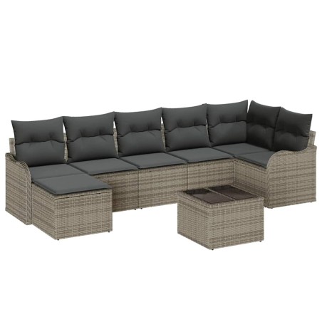 vidaXL Set di divani da giardino 7 pezzi con cuscini neri in polyrattan