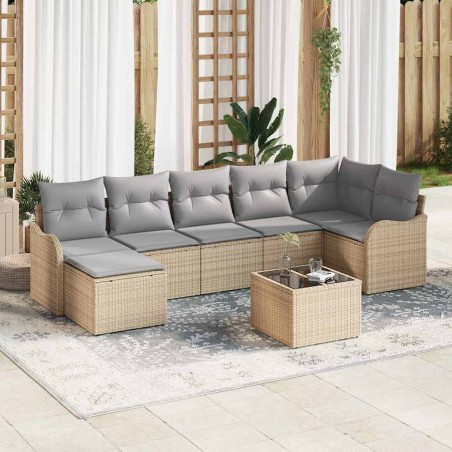 vidaXL Set di divani da giardino 8 pezzi con cuscini neri in rattan sintetico