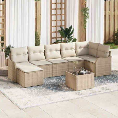 vidaXL Set di divani da giardino da 8 pezzi con cuscini marroni in rattan sintetico