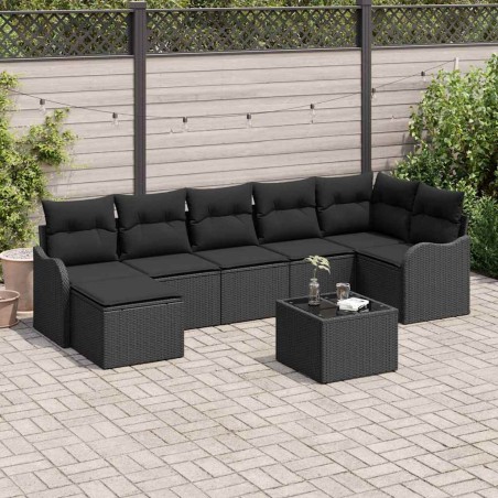 vidaXL Set da Giardino in 8 Pezzi con Cuscini in Rattan Sintetico Beige.