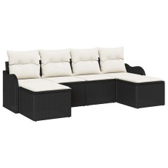 vidaXL Set di divani da giardino da 6 pezzi di con cuscini in rattan sintetico nero.