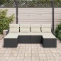 vidaXL Set di divani da giardino da 6 pezzi di con cuscini in rattan sintetico nero.