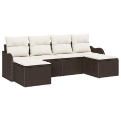 vidaXL Set di Sofà da Giardino 6 Pezzi con Cuscini in Rattan e Poliestere Marrone