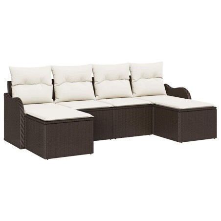 vidaXL Set di Sofà da Giardino 6 Pezzi con Cuscini in Rattan e Poliestere Marrone