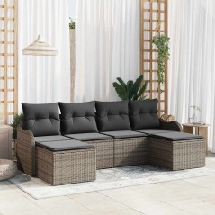vidaXL Set di divani da giardino con cuscini, 6 pezzi in rattan sintetico grigio