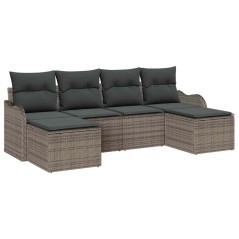 vidaXL Set di divani da giardino con cuscini, 6 pezzi in rattan sintetico grigio