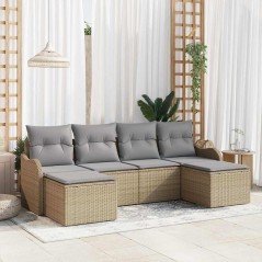 vidaXL Set Divano Giardino 6 Pezzi con Cuscini Beige in Rattan Sintetico