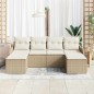 vidaXL Set di Divani da Giardino in 6 Pezzi con Cuscini Beige in Rattan Sintetico
