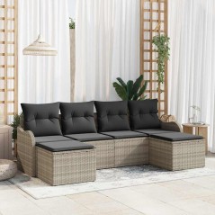 vidaXL Set di divani da giardino 6 pezzi con cuscini, grigio chiaro, in rattan sintetico.