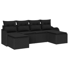 vidaXL Set Divano 6 Pezzi con Cuscini in Rattan Nero