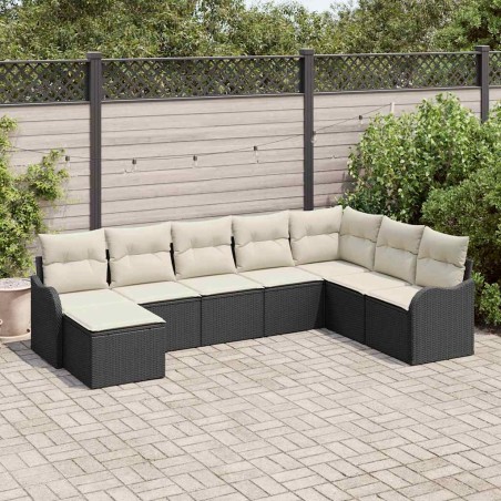 vidaXL Set da giardino 8 pezzi di con cuscini in rattan sintetico nero