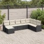 vidaXL Set da giardino 8 pezzi di con cuscini in rattan sintetico nero