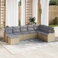 vidaXL Set Divano da Giardino 8 Pezzi con Cuscini Beige in Polyrattan