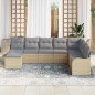 vidaXL Set Divano da Giardino 8 Pezzi con Cuscini Beige in Polyrattan