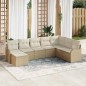 vidaXL Set da giardino 8 pezzi con cuscini beige, in rattan sintetico.