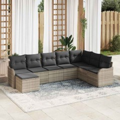 vidaXL Set divano da giardino 8 pezzi con cuscini grigio chiaro in rattan sintetico