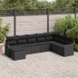 vidaXL Set di divano da giardino da 8 pezzi con cuscini neri in rattan sintetico.
