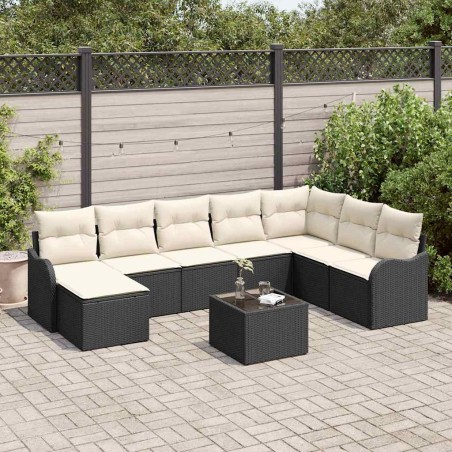 vidaXL Set di divani da giardino 8 pezzi con cuscini marroni in polyrattan.