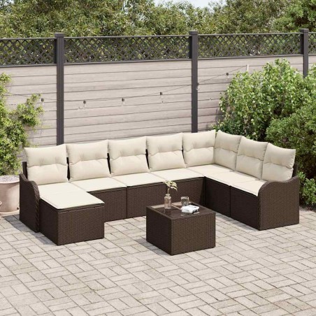 vidaXL Set Divano da Giardino 8 Pezzi con Cuscini Grigio in Poly Rattan