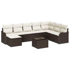 vidaXL Set Divano da Giardino 8 Pezzi con Cuscini Grigio in Poly Rattan
