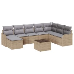vidaXL Set Divano da Giardino 9 Pezzi con Cuscini Neri in Poly Rattan
