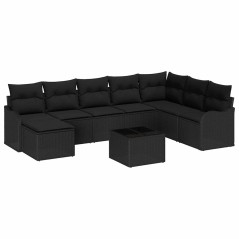 vidaXL Set di divani da giardino 9 pezzi con cuscini beige in poly rattan.