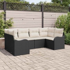 vidaXL Set di divani da giardino in rattan a 6 pezzi con cuscini, rattan polietilene nero