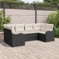 vidaXL Set di divani da giardino in rattan a 6 pezzi con cuscini, rattan polietilene nero