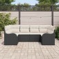 vidaXL Set di divani da giardino in rattan a 6 pezzi con cuscini, rattan polietilene nero